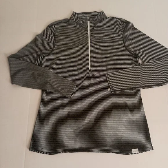 Patagonia Women’s Capilene 2 Top 1/2 Zip Black White Stripe Pullover Size XL - Picture 4 of 15